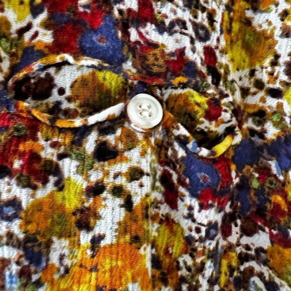 Kut From The Kloth Floral Blouse Button Front Long Sleeves SZ M #2399 - Picture 9 of 13